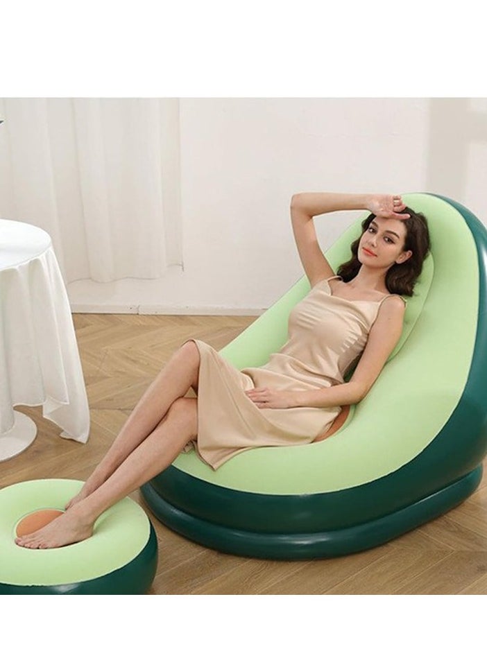 XiuWoo - Inflatable Deck Chairs with Air Pump, Inflatable Patio Lounge Chairs for Indoor Living Room Bedroom, Outdoor Travel Camping Picnic Beach Chaise Lounges, green - Image 1