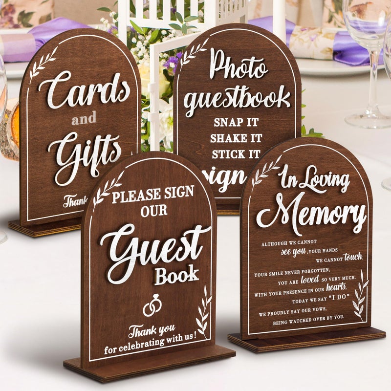 Stofinity Rustic Wedding Signs For Ceremony And Reception - Cards And Gifts Sign For Wedding Decorations, Please Sign Our Guestbook Sign, Photo Guest Book Sign, In Loving Memory Wedding Sign, - Image 1