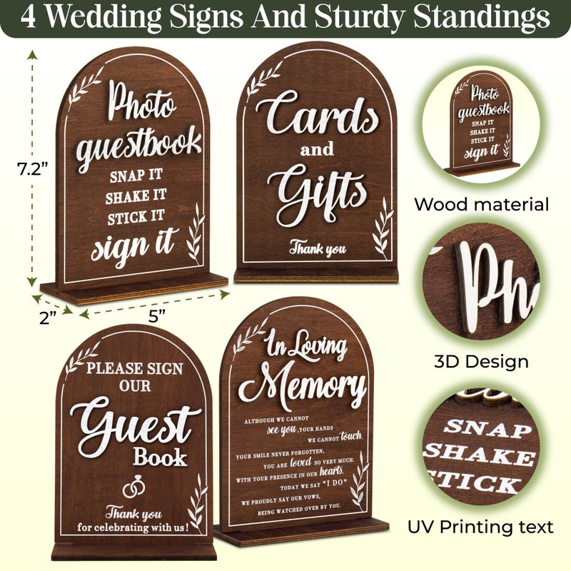 Stofinity Rustic Wedding Signs For Ceremony And Reception - Cards And Gifts Sign For Wedding Decorations, Please Sign Our Guestbook Sign, Photo Guest Book Sign, In Loving Memory Wedding Sign, - Image 2