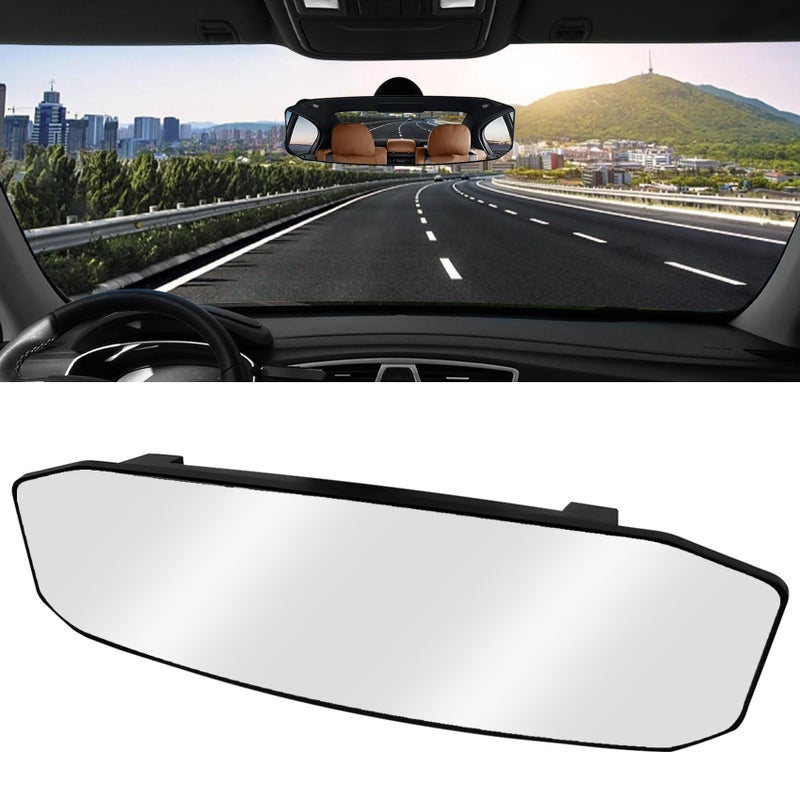 NTNEV 12x35 Large Rear View Mirror Anti Glare Panoramic Wide Angle Rearview Mirror Universal Interior Clip On Rear View Mirror for Car SUV Trucks