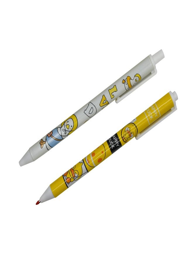 Lopenle 12 PCS Little Yellow Duck Pens Happy Lovely Duck Retractable Gel Pens Novelty Animal Rollerball Pen Black Ink For School Supplies Office Party Birthday - Image 2