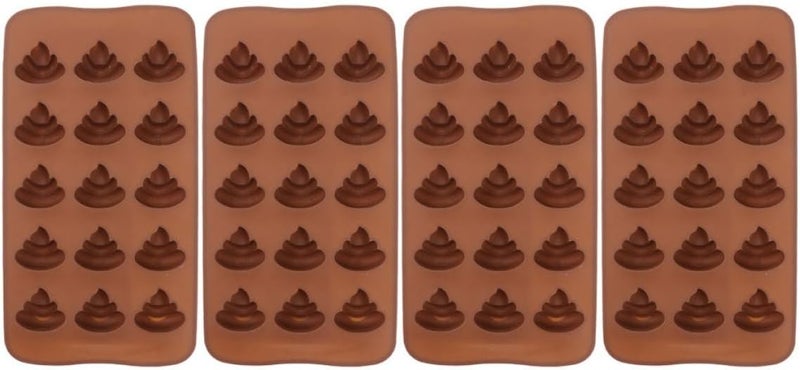 Silicone Chocolate Mold for Candy Making 15-cavity Poop Shape Non-stick Food Grade Silicone DIY Baking Mold Set of 4 for Kitchen, Pudding, Jelly, and Chocolate Treats - Image 1