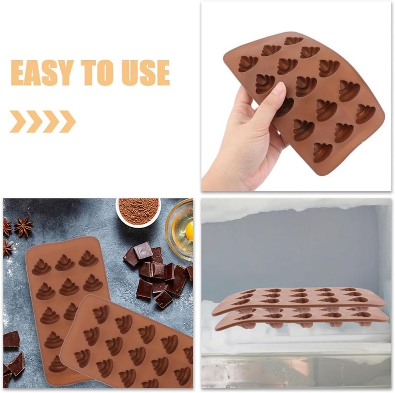 Silicone Chocolate Mold for Candy Making 15-cavity Poop Shape Non-stick Food Grade Silicone DIY Baking Mold Set of 4 for Kitchen, Pudding, Jelly, and Chocolate Treats - Image 3