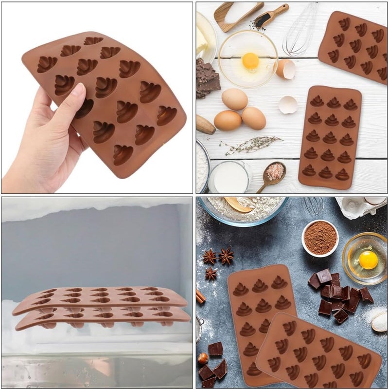 Silicone Chocolate Mold for Candy Making 15-cavity Poop Shape Non-stick Food Grade Silicone DIY Baking Mold Set of 4 for Kitchen, Pudding, Jelly, and Chocolate Treats - Image 4