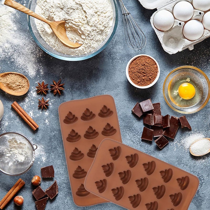 Silicone Chocolate Mold for Candy Making 15-cavity Poop Shape Non-stick Food Grade Silicone DIY Baking Mold Set of 4 for Kitchen, Pudding, Jelly, and Chocolate Treats - Image 5