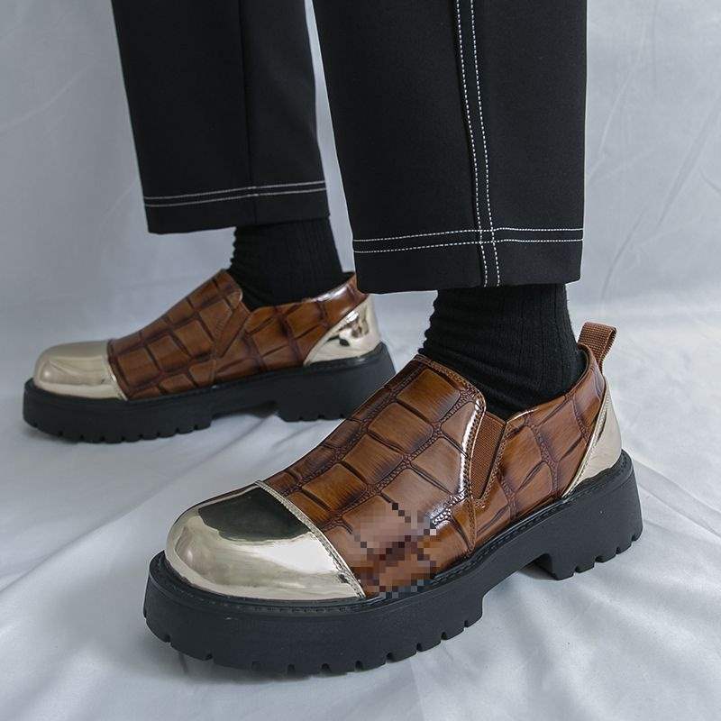 Men'S Derby Leather Shoes, Formal Business Style, Thick-Soled, Height-Increasing, Groom'S Casual Suit, Crocodile Pattern Wedding Shoes - Image 2
