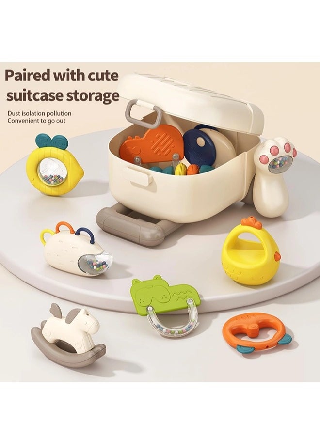 Vixplorn Baby Products Feeding and Training Accessories Set, 11 Pieces Baby Rattle Teething Set, Baby Rattle Handbell Toys, Early Education Toy Set, Chewing and Bite Toys, Suitable for Babies 0-18 Months, Help Babies Through Teething Period, Newborn Baby Boy Girl Baby Gift Set  - Image 5