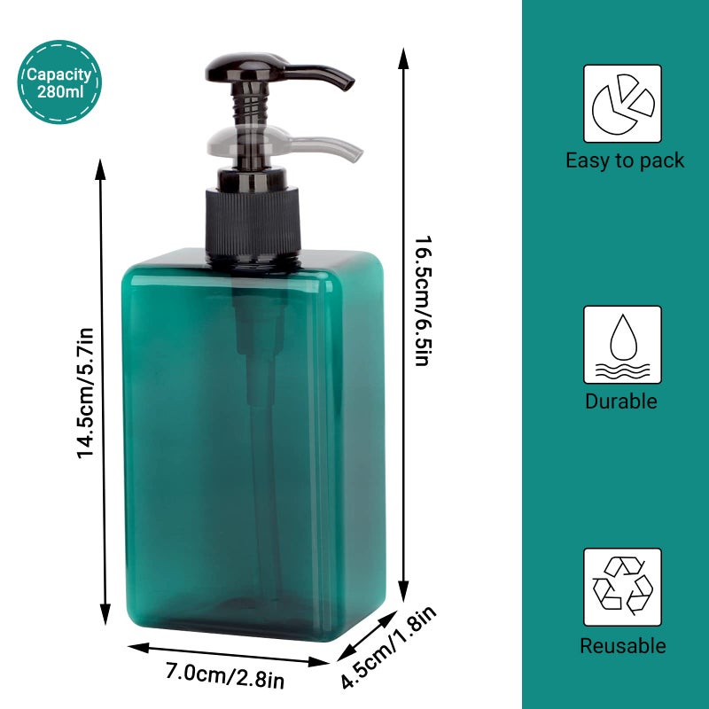 Suream 9.5Oz Refillable Pump Press Bottles  Plastic Shampoo And Conditioner Dispenser  280Ml Reuable Cosmetic Empty Bottle  Bathroom Countertop Shower Dispensers For Body Wash  Hand Sanitizer  3Pack - Image 3