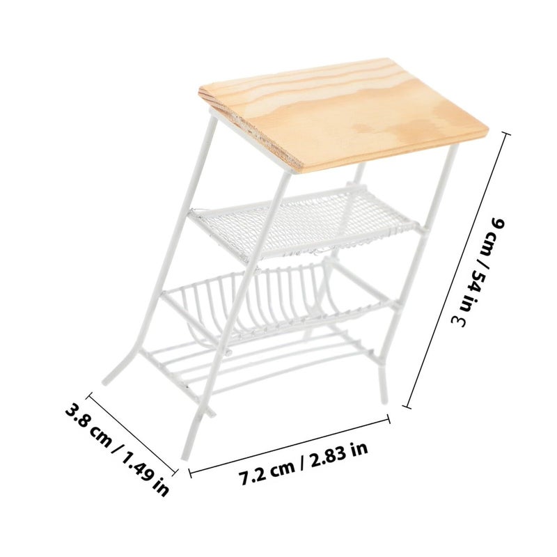 White Iron Mini House Kitchen Shelf 1 12 Scale Dollhouse Furniture Decor - Image 3