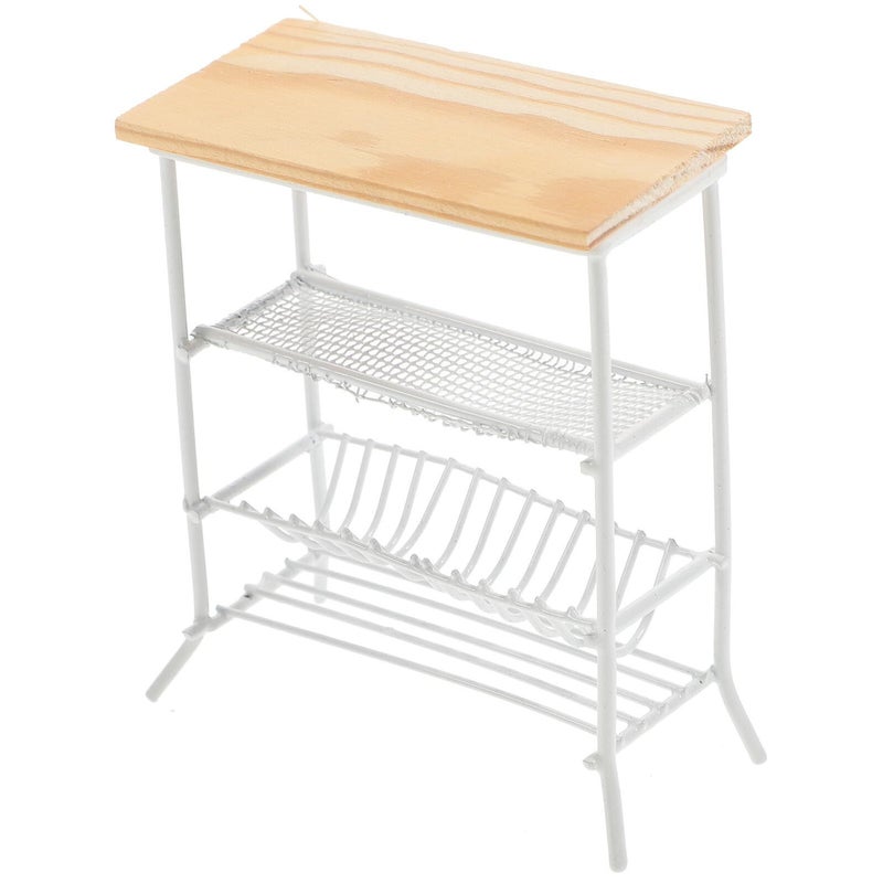 White Iron Mini House Kitchen Shelf 1 12 Scale Dollhouse Furniture Decor - Image 2