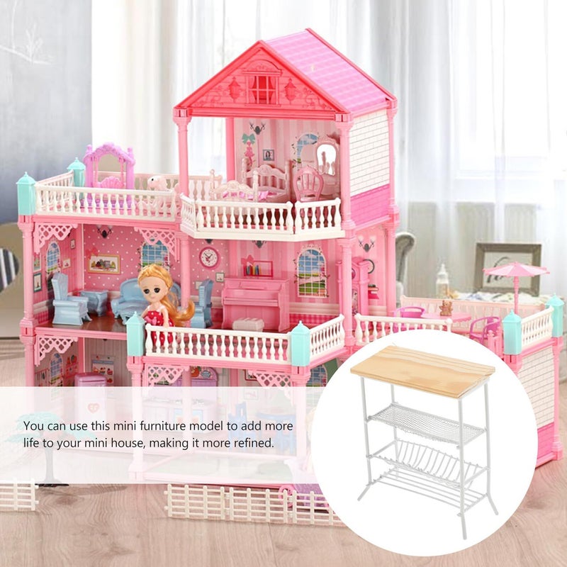 White Iron Mini House Kitchen Shelf 1 12 Scale Dollhouse Furniture Decor - Image 5