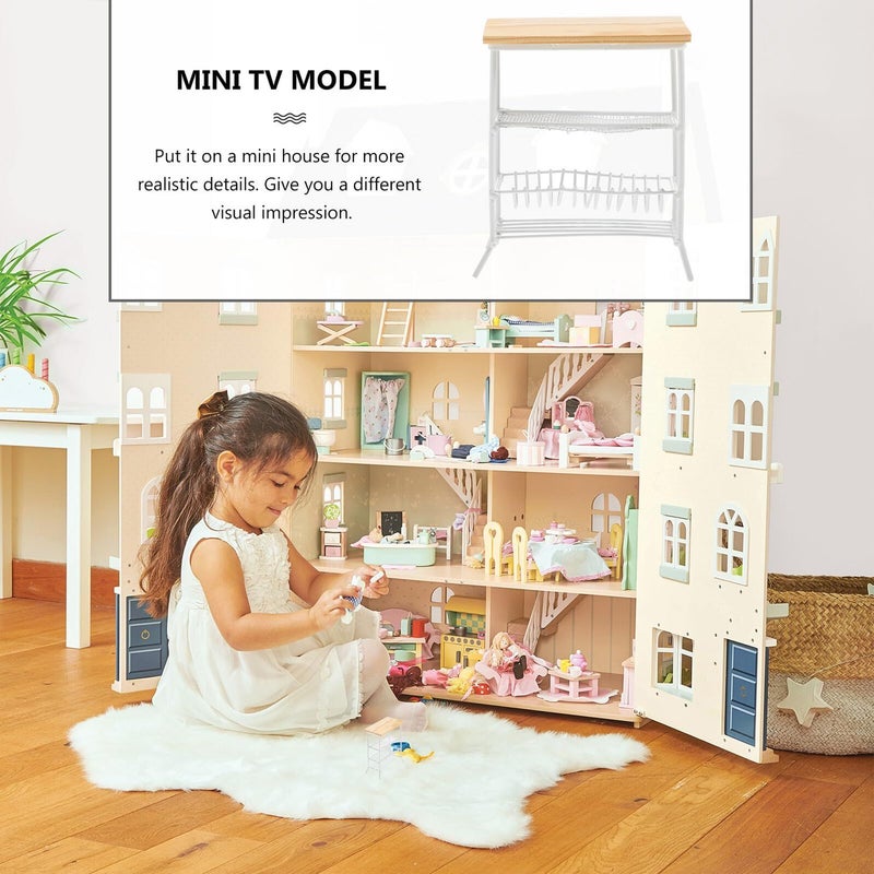 White Iron Mini House Kitchen Shelf 1 12 Scale Dollhouse Furniture Decor - Image 4