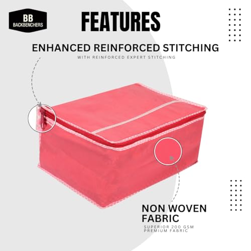 BB BACKBENCHERS Saree Cover/Bags/Organizer For Wardrobe - Foldable Saree Covers With Zip, Multipurpose Storage Bag For Suit, Lehanga, Dress Packing With Transparent Window, Pack of 6 (NO-TP) - Image 2