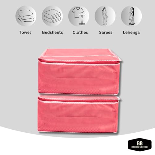 BB BACKBENCHERS Saree Cover/Bags/Organizer For Wardrobe - Foldable Saree Covers With Zip, Multipurpose Storage Bag For Suit, Lehanga, Dress Packing With Transparent Window, Pack of 6 (NO-TP) - Image 4