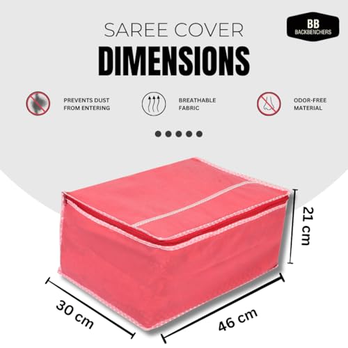 BB BACKBENCHERS Saree Cover/Bags/Organizer For Wardrobe - Foldable Saree Covers With Zip, Multipurpose Storage Bag For Suit, Lehanga, Dress Packing With Transparent Window, Pack of 6 (NO-TP) - Image 3