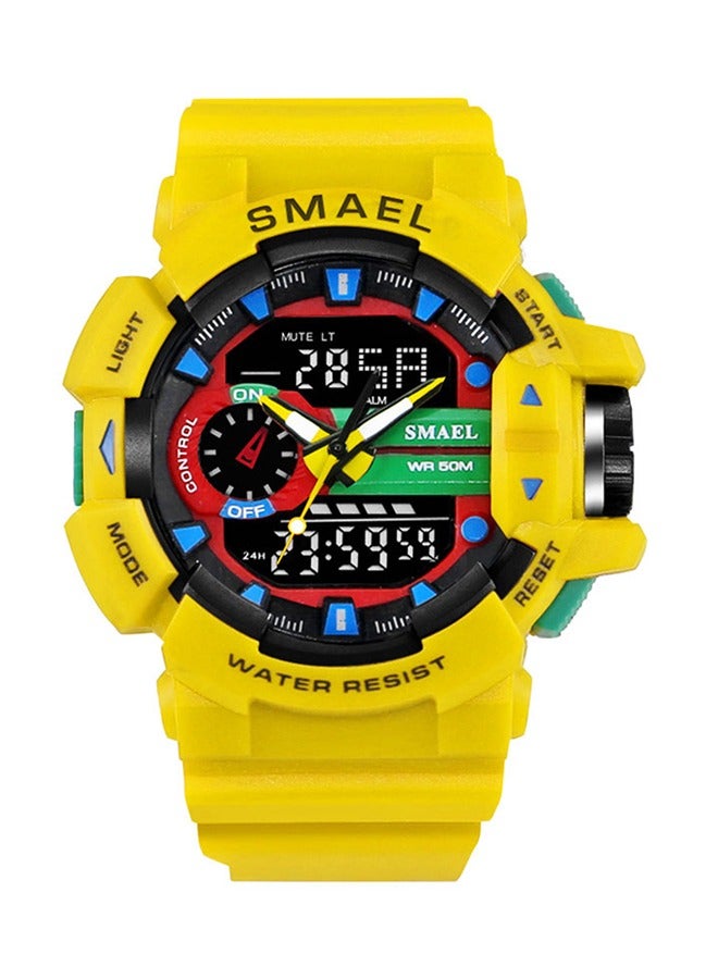 SMAEL ساعة سمائل-27-يلو المقاومة للماء بتقنية التناظرية والرقمية - 47 مم - صفراء