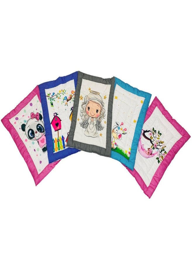 RUMPES New Born Godadi Pack of 5 Combo | Soft Cotton Baby Bedding Set | Multicolor Godi/Godari | Crib Sheet | Cartoon Mat | Baby Bed for Newborns for 0-12 Months - Image 1