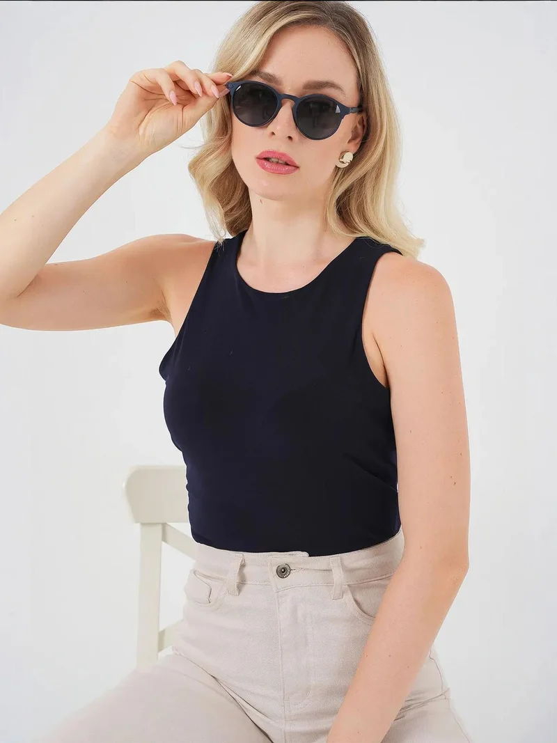 BIG DART BDART Fitted Sleeveless Crew Neck Bodysuit with Snap Closure