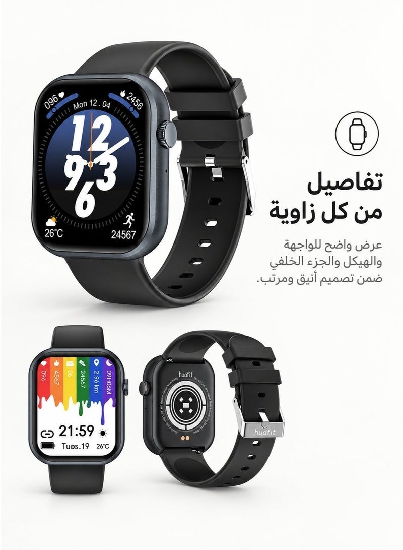 AOLON Foom Lite Smart Watch 1.83-Inch TFT Touchscreen 240×280 with Bluetooth Calling, Voice Assistant, Heart Rate, Blood Oxygen and Sleep Monitoring – Black - Image 2