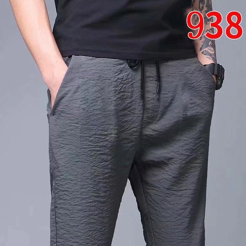 2021 Ice Silk Pants Mens Loose Thin Summer New Mens Korean Style Fashionable Summer Pants Casual Ankle-length Pants Fashionable Brand Blue - Image 4