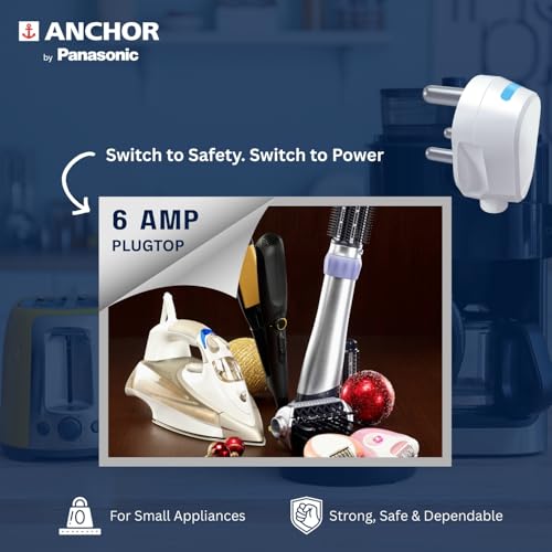 Anchor by Panasonic Plug Top 6A, 3 Pin, ISI Certified with LED Indicator, Ideal for Daily Use Appliances – White (Pack of 20) - Image 3