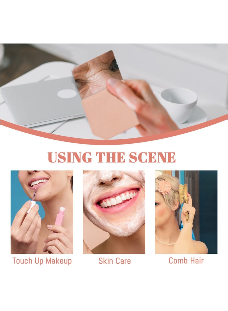 SOLARAE Stainless Steel Compact Mirror with PU Leather Sleeve, Unbreakable Travel Makeup Mirror, Rotary Square Pocket Mirror, Portable Purse Mirror, Mini Mirror (Stainless Steel Pink) - Image 5