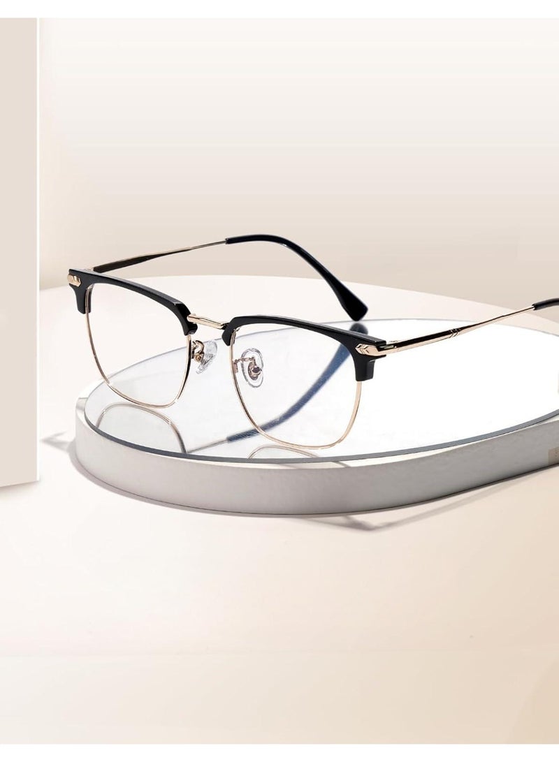 Blue Blocker Glasses for Men Metal Browline Computer Gaming Glasses Filter Blue Ray (Gold Metal/Black ) - Image 1