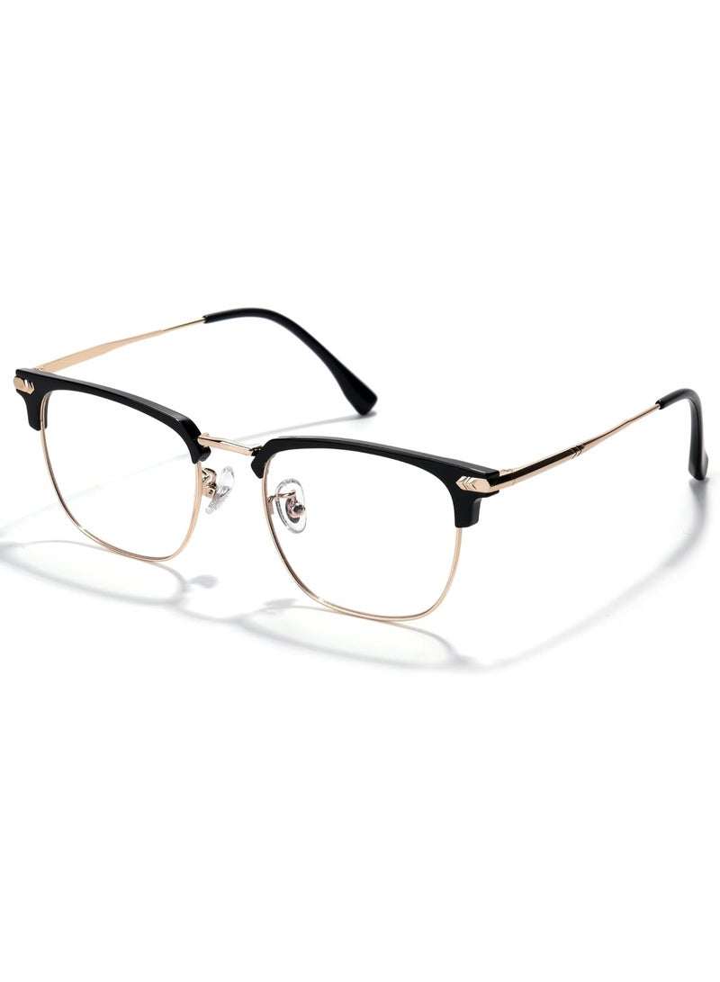 Blue Blocker Glasses for Men Metal Browline Computer Gaming Glasses Filter Blue Ray (Gold Metal/Black ) - Image 3