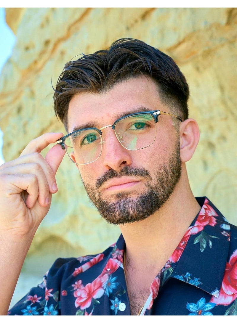 Blue Blocker Glasses for Men Metal Browline Computer Gaming Glasses Filter Blue Ray (Gold Metal/Black ) - Image 5