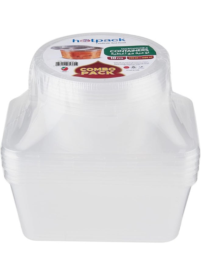 Hotpack حاوية ميكروويف هوت باك 1000 مل + 250 مل 5 قطع لكل حجم  - Image 1
