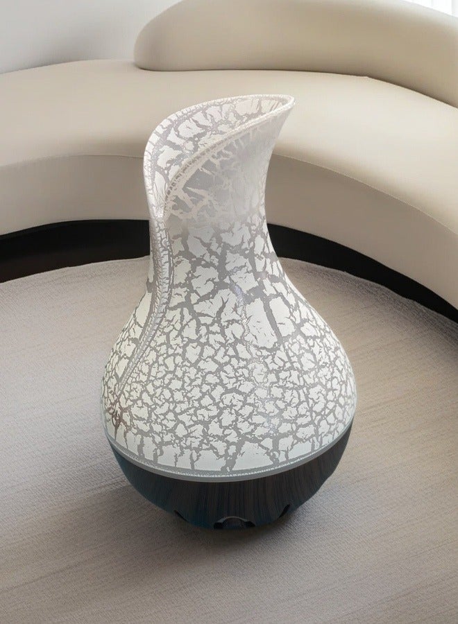loyal Fashionable And Minimalist Cracked Humidifier, Colorful Lighting, Dedicated For Home Office Use, USB Interface, White+Coffee Wood Grain Base  - Image 1