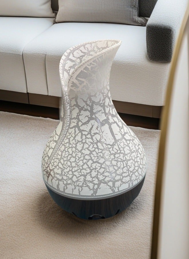 loyal Fashionable And Minimalist Cracked Humidifier, Colorful Lighting, Dedicated For Home Office Use, USB Interface, White+Coffee Wood Grain Base  - Image 4