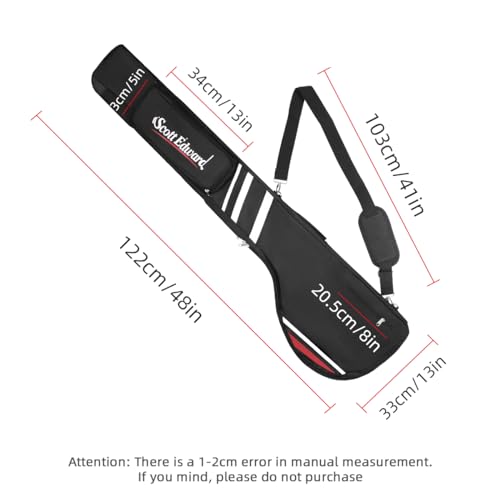 Scott Edward Foldable Golf Club Carry Bag, Portable Sunday Pencil Bag, Lightweight Waterproof Training Case, Holds 7-12 Clubs (Black White Red) - Image 3