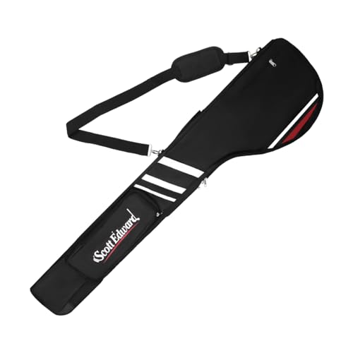 Scott Edward Foldable Golf Club Carry Bag, Portable Sunday Pencil Bag, Lightweight Waterproof Training Case, Holds 7-12 Clubs (Black White Red) - Image 1