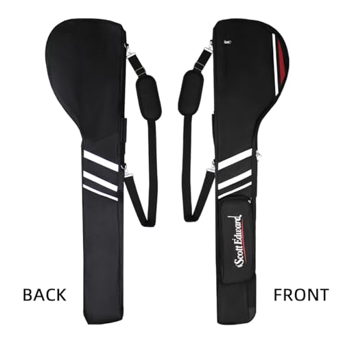 Scott Edward Foldable Golf Club Carry Bag, Portable Sunday Pencil Bag, Lightweight Waterproof Training Case, Holds 7-12 Clubs (Black White Red) - Image 2