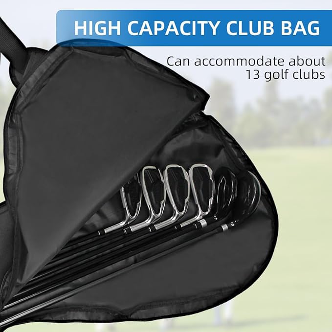 Scott Edward Foldable Golf Club Carry Bag, Portable Sunday Pencil Bag, Lightweight Waterproof Training Case, Holds 7-12 Clubs (Black White Red) - Image 5