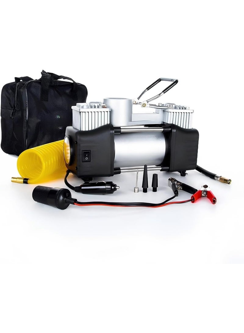 High-Performance 2-Cylinder 12V Air Compressor - Heavy Duty Tire Inflator for 4x4, SUVs, and Cars - Rapid Dual-Cylinder Air Pump - Image 4