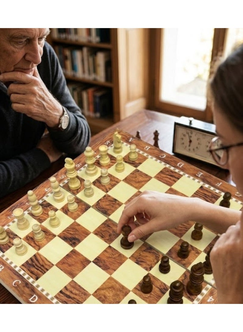 Wooden Chess Board 3 in 1 Chess Checkers Backgammon Foldable Strategy Board Game Set for Kids and Adults - Image 5