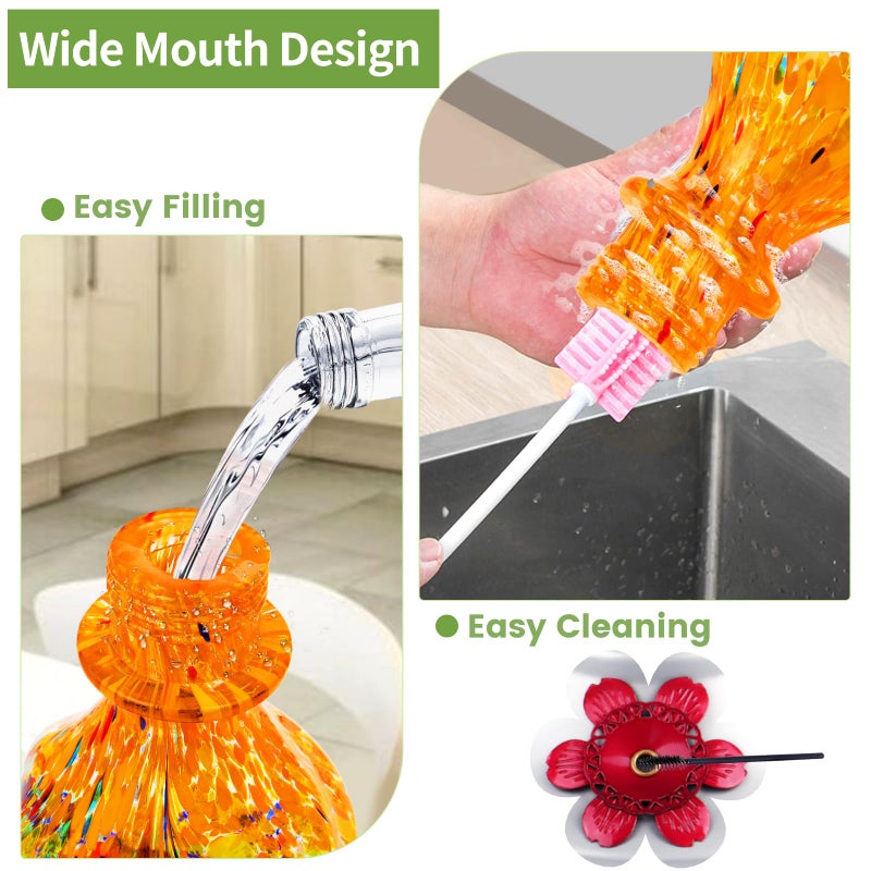 BOLITE Hummingbird Feeders for Outdoors Hanging, BOLITE Glass Hummingbird Feeder, Hand Blown Twisted with Ant Moat and Five Feeding Ports, 24 Ounces, Leak Proof, Orange, Gifts for Women Men - Image 5