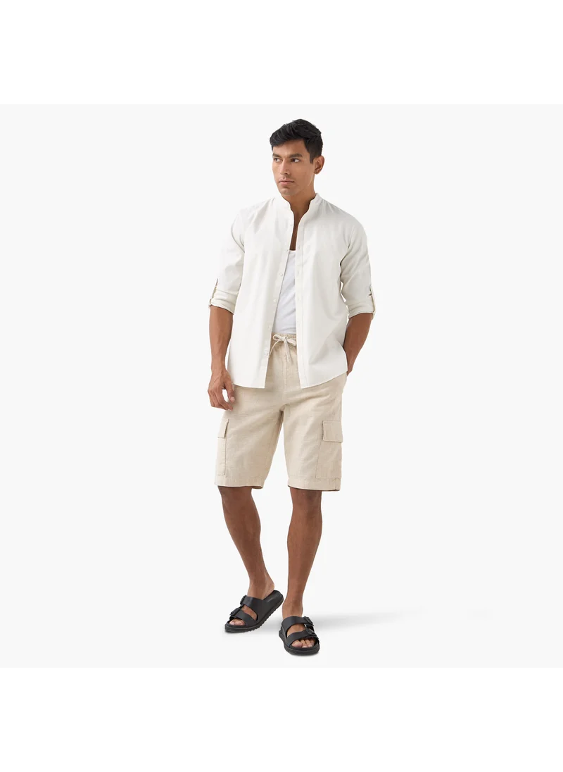 ايكونيك Iconic Flexi Waist Cargo Shorts with Drawstring Waist