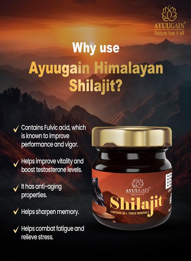 Ayuugain Shilajit Resin 30g Original | Pure Himalayan Shilajit for Men & Women | Gold Grade Ayurvedic Shilajeet with Fulvic Acid & 80+ Trace Minerals | Energy Strength Stamina Performance Support | Lab Tested - Image 3