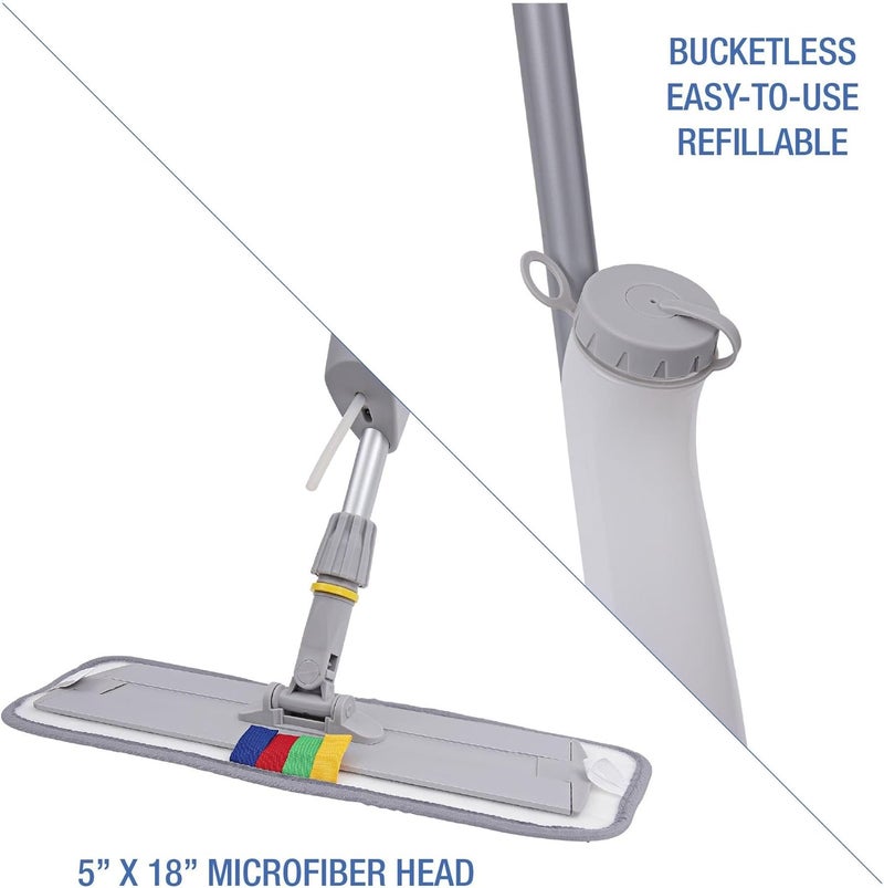 boardwalk Boardwalk BWKBWMS16MFM 59 in Bucketless Microfiber Mop System Kit  Gray  - Image 4
