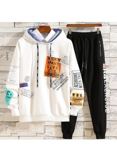 Generic Mens 2020 Fall Casual Hoodie Trendy Sportswear Set Y02 suit White 
