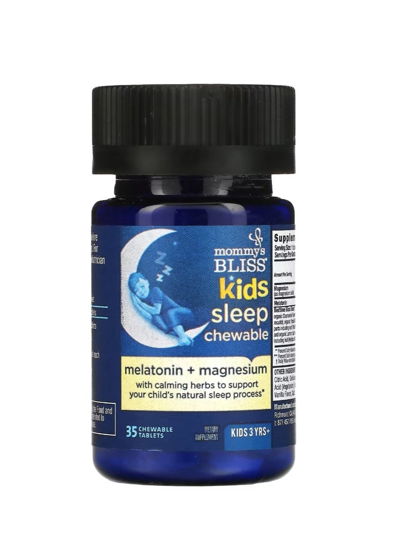 Mommy's Bliss Kids Sleep Chewable Melatonin + Magnesium Kids 3 Yrs+ Natural Grape 35 Chewable Tablets - Image 2