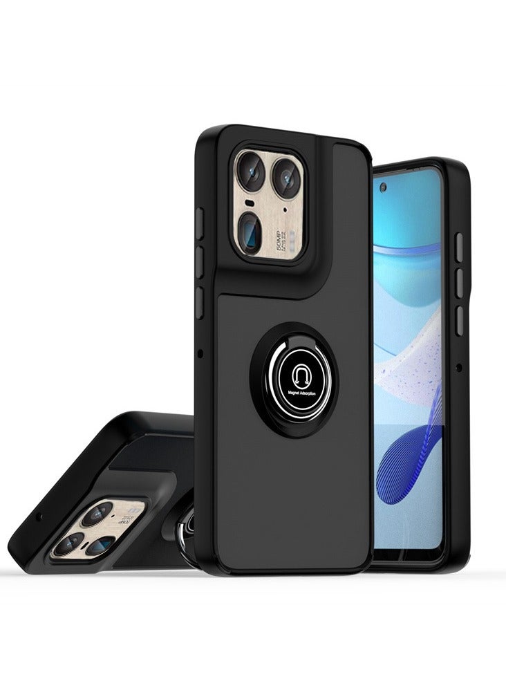 Case Cover for Motorola Edge 50 Ultra 5G Case Cover, 360°Rotating Kickstand Ring + Support Magnetic Car Mount + Slim Thin PC&TPU Shockproof Mobile Phone Case For Motorola Edge 50 Ultra 5G, Black - Image 1