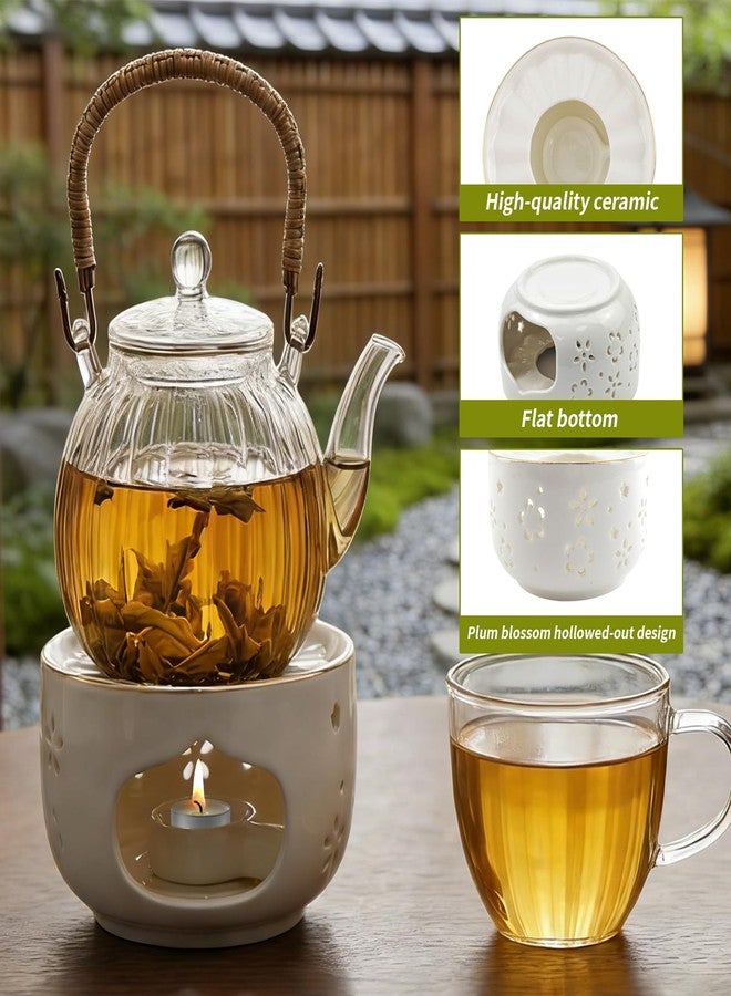Dnyta Ceramic Teapot Warmer, Ceramic Teapot Heater Coffee and Milk Tea Warmer Tea Set for Glass Stainless Steel and Other Heatproof Dish Use, White - Image 5