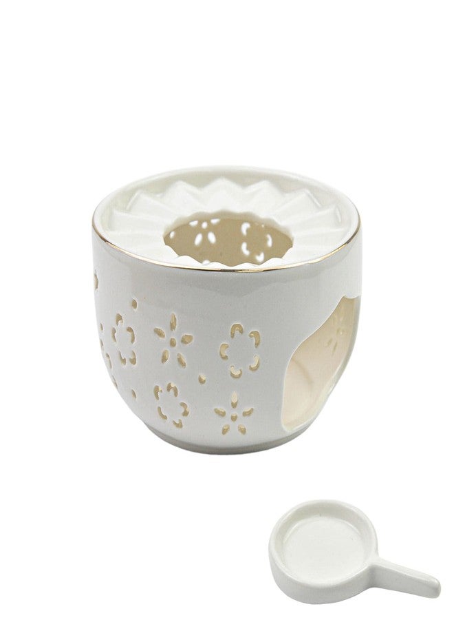 Dnyta Ceramic Teapot Warmer, Ceramic Teapot Heater Coffee and Milk Tea Warmer Tea Set for Glass Stainless Steel and Other Heatproof Dish Use, White - Image 1