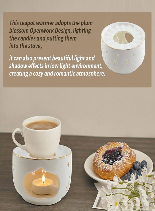 Dnyta Ceramic Teapot Warmer, Ceramic Teapot Heater Coffee and Milk Tea Warmer Tea Set for Glass Stainless Steel and Other Heatproof Dish Use, White - Image 4