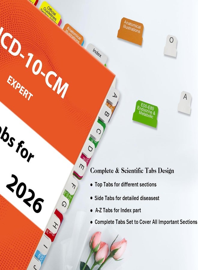 Tojoyify Index Tabs for ICD-10-CM 2026 AAPC Version, Complete Book Tabs Set with Blanks, Bookmarker, Laminated Color-Coded with Alignment Guide & Page Numbers (Book Not Included) - Image 2