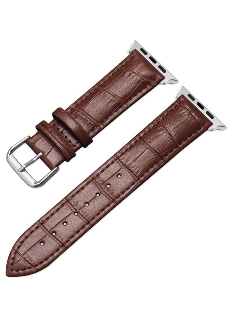Compatible with Apple Watch Bands  42mm (Series 10） 41mm 40mm 38mm Alligator Genuine Leather Replacement Straps for iWatch Series 10/9/8/7/6/5/4/3 Ultra 2 SE Bicolor for Men and Women - Image 1